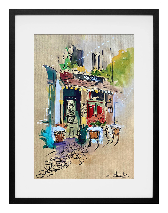peinture-aquarelle-cafe-le-mistral-paris-amalie peinture-aquarelle-cafe-le-mistral-paris-amalie