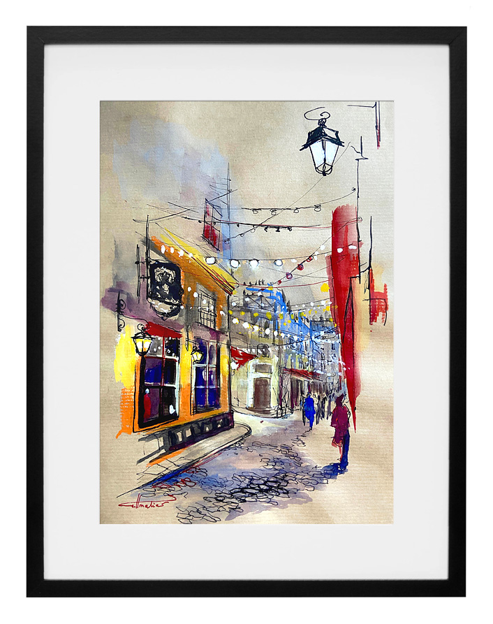peinture-aquarelle-encre-passage-saint-andre-des-arts-paris peinture-aquarelle-encre-passage-saint-andre-des-arts-paris